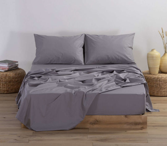 Nef-Nef Homeware Doppelter 140x200+30cm mit Gummizug Basic Light Grey