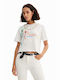 Desigual Γυναικείο Crop T-shirt Λευκό