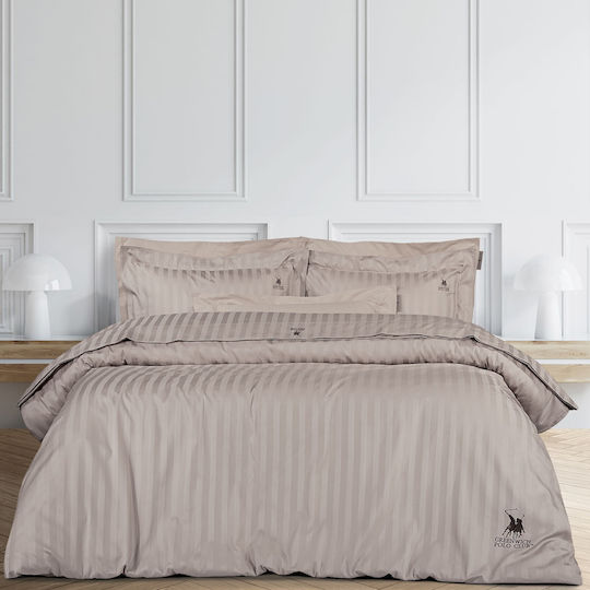 Greenwich Polo Club Duvet Cover Set Cotton Satin Queen with 2 Pillowcases 220x240 2157 Beige