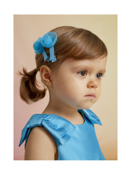 Abel & Lula Double Flower Kids Bobby Pin Flower in Turquoise Color