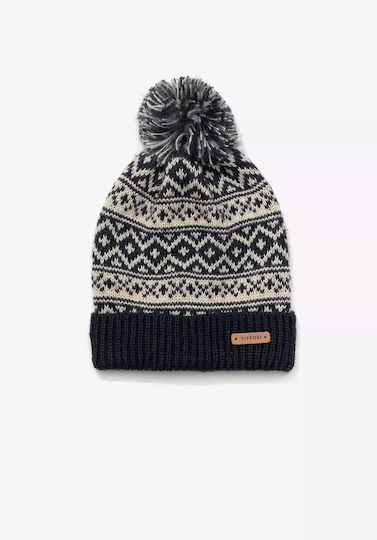 Pom Pom Beanie Unisex Σκούφος Πλεκτός σε Μπλε χρώμα