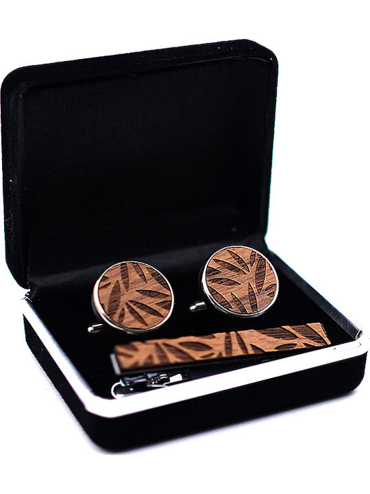 Legend Accessories Μανικετόκουμπα από Ξύλο σε Καφέ Χρώμα