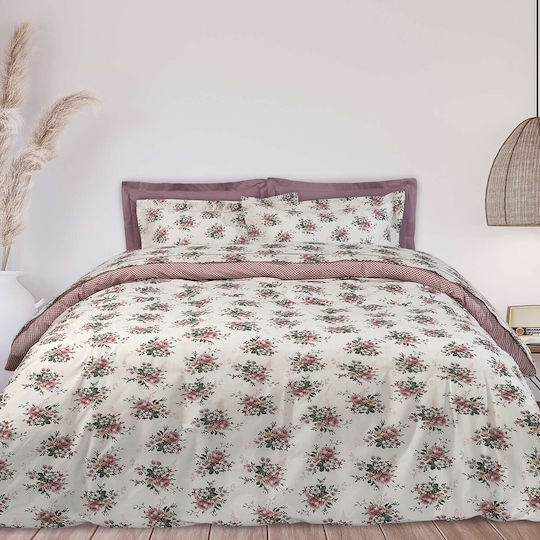 Das Home 9592 Κουβερλί Μονό Βαμβακερό Εκρού / Πράσινο / Ροδί 160x240cm