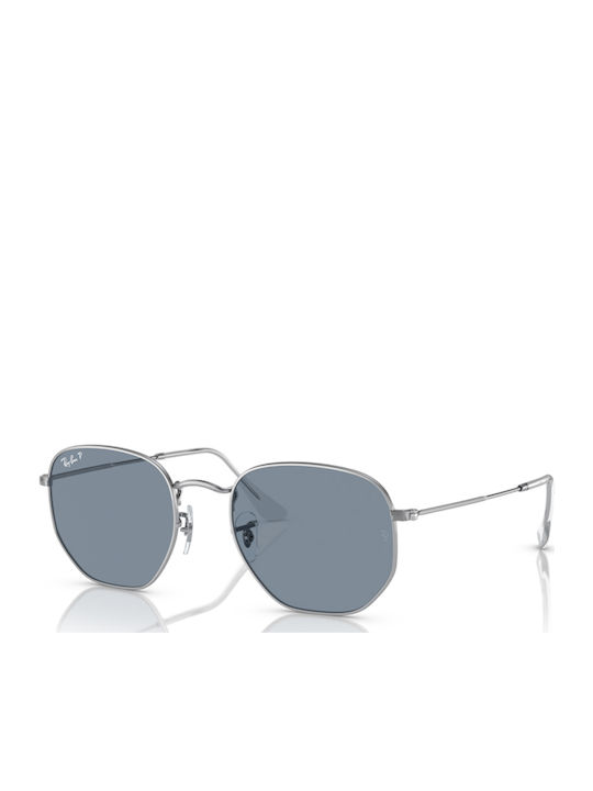 Ray Ban Hexagonal Unisex Γυαλιά Ηλίου με Ασημί Μεταλλικό Σκελετό
