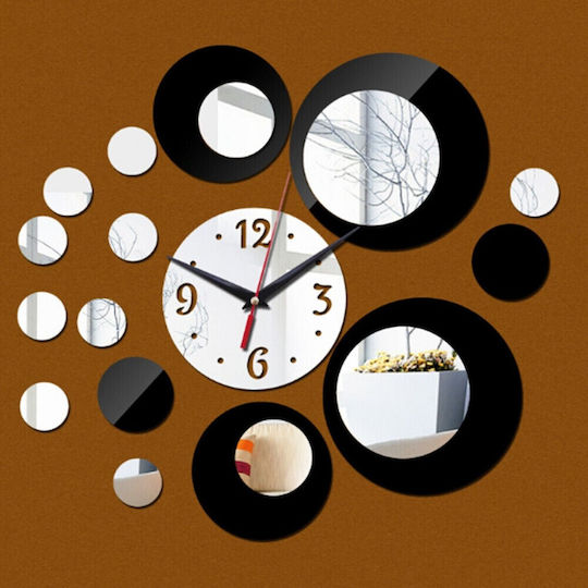 Factory 3D DIY 3D Wanduhr Aufkleber Spiegel Schwarz
