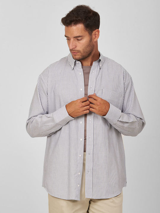 Winfield Blue Cotton Button-Down Striped Shirt, Modern Fit, for Evening, All Day, Casual, Business, and Wedding