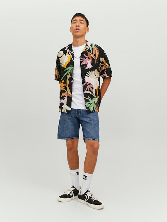 Jack & Jones Къс ръкав Риза Флорален Черен
