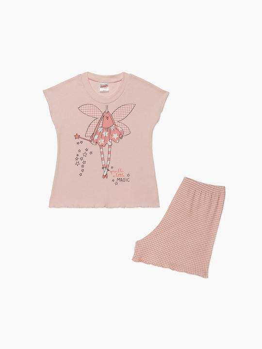 Minerva Set Top & Bottom Kids Summer Cotton Pyjamas Pink