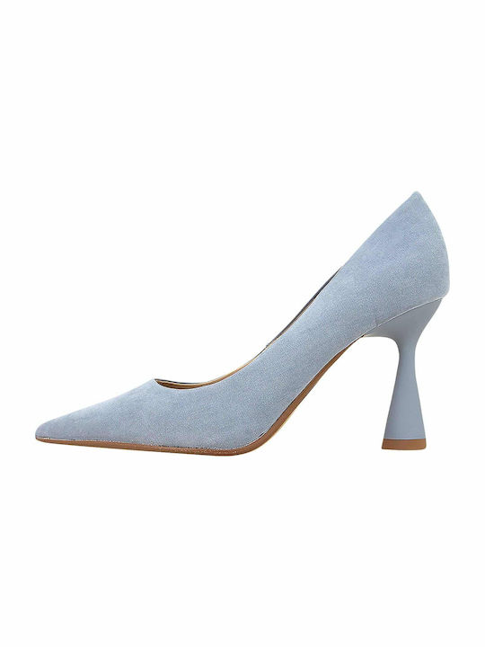 Gianna Kazakou Suede Pointed Toe Light Blue Heels