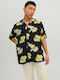 Jack & Jones Ανδρικό Πουκάμισο Κοντομάνικο Floral Black / Yellow