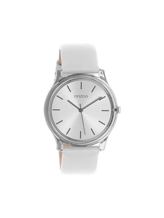 Oozoo Timepieces Uhr mit Weiß Lederarmband