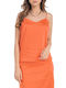 Women's Blouse Satin with Straps & V Neckline Orange