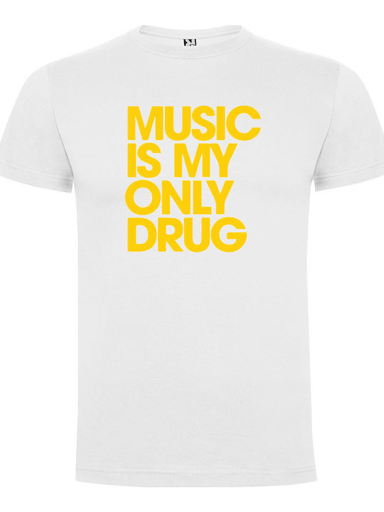 Tshirtakias Music Is My Only Drug T-shirt Λευκό