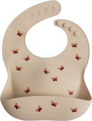 Mushie Butterflies Waterproof Silicone Baby Bib with Button with Pocket
