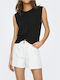 Only Summer Women's Cotton Blouse Sleeveless Black