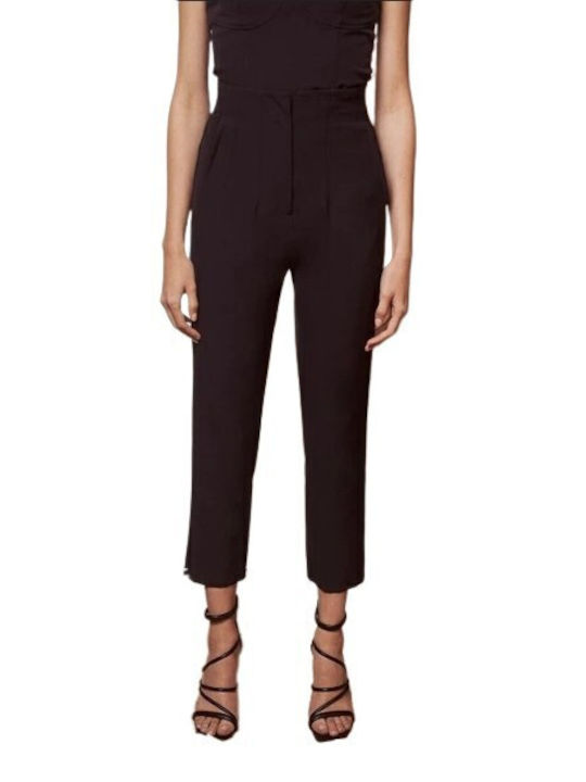 Desiree Women's High-waisted Fabric Capri Trousers Black