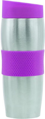 Aria Trade Glass Thermos Stainless Steel Purple 380ml with Mouthpiece