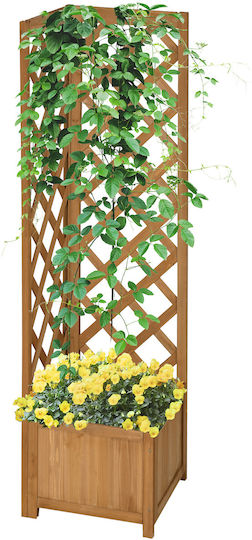 Outsunny Planter Box Cu Fund Gol Din Lemn Maro 40x40x145cm