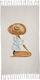 Borea Myrto Cotton Beach Towel Grey with Fringes 170x86cm