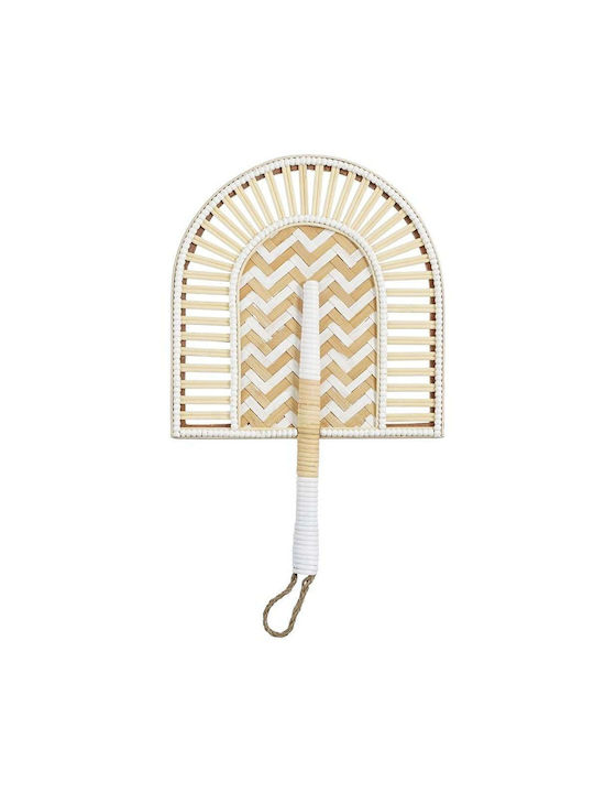 Atmosphera Decorative Fan Handmade White Made of Wicker Material 30x45.5cm