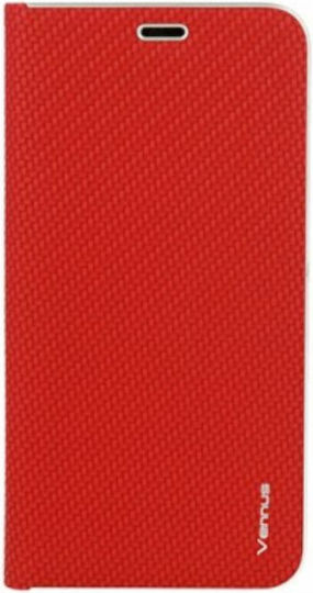 Vennus Carbon Book Δερματίνης Κόκκινο (iPhone 12 / 12 Pro)