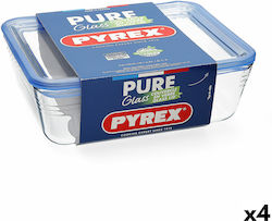 Pyrex Glass Lunch Box Pure Transparent 2600ml 4pcs