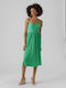 Vero Moda Midi Καλοκαιρινό All Day Φόρεμα Κρουαζέ Πράσινο