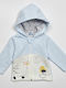 Hashtag Boys Cotton Hooded Cardigan with Zipper Light Blue