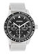 Oozoo Timepieces Ανδρικό Ρολόι 45mm Χρονογράφος Μπαταρίας με Ασημί Μεταλλικό Μπρασελέ