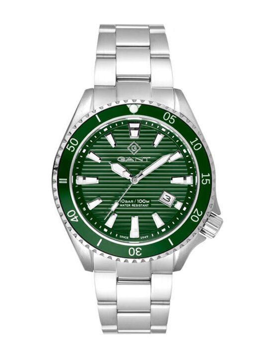 Gant Waterville Ανδρικό Ρολόι 44mm Χρονογράφος Μπαταρίας με Ασημί Μεταλλικό Μπρασελέ