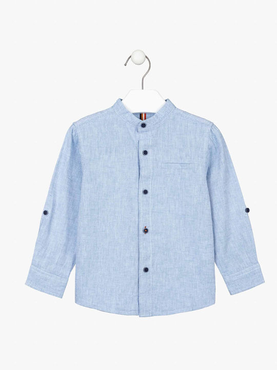 Kids Shirt Long-sleeved Linen Light Blue