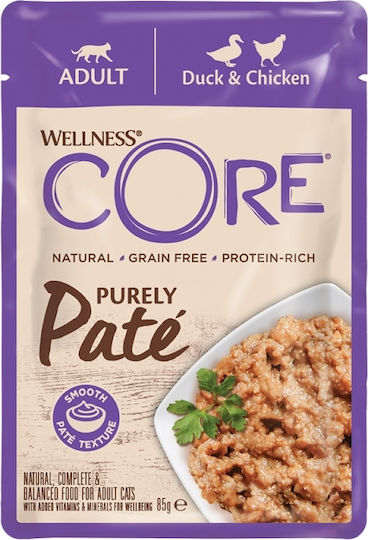 Wellness Core Pate Wet Food for Adult Cats in Pouches with Chicken and Duck Grain-Free 85gr