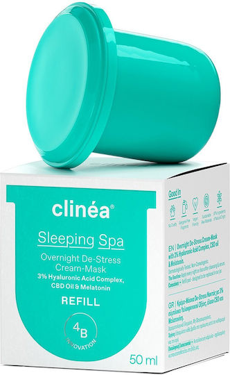 Clinea Sleeping Spa Refill Ενυδατική Κρέμα Προσώπου Νυκτός με Υαλουρονικό Οξύ & Πρεβιοτικά 50ml