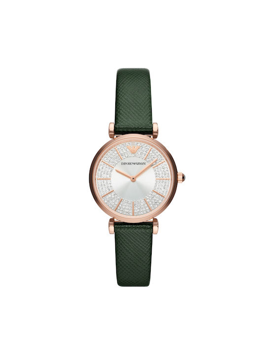 Emporio Armani Gianni Ceas de Damă cu Verde Curea din Piele