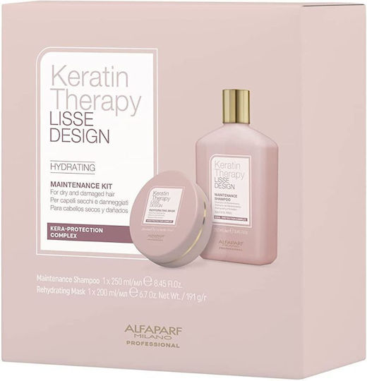Alfaparf Milano Professional Keratin Therapy Lisse Design Σετ Θεραπείας Κερατίνης για Ίσιωμα για Ταλαιπωρημένα Μαλλιά με Σαμπουάν & Μάσκα 2τμχ