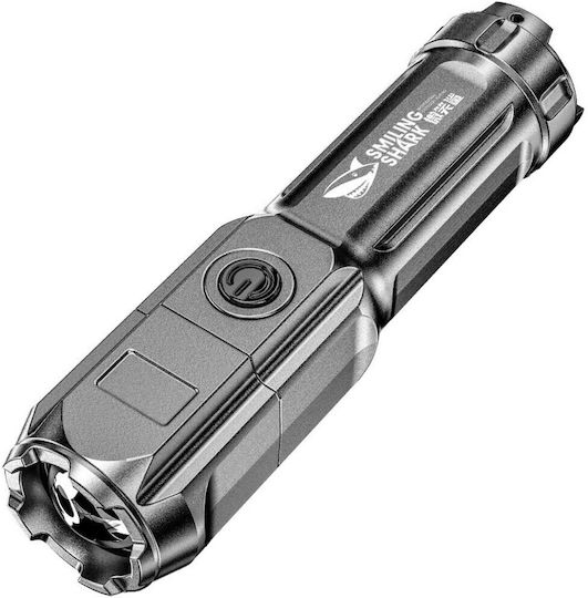 X-Balog Wiederaufladbar Taschenlampe LED mit maximaler Helligkeit 650lm Smiling Shark 622A Schwarz