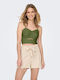 Only Women's Summer Crop Top with Straps Khaki