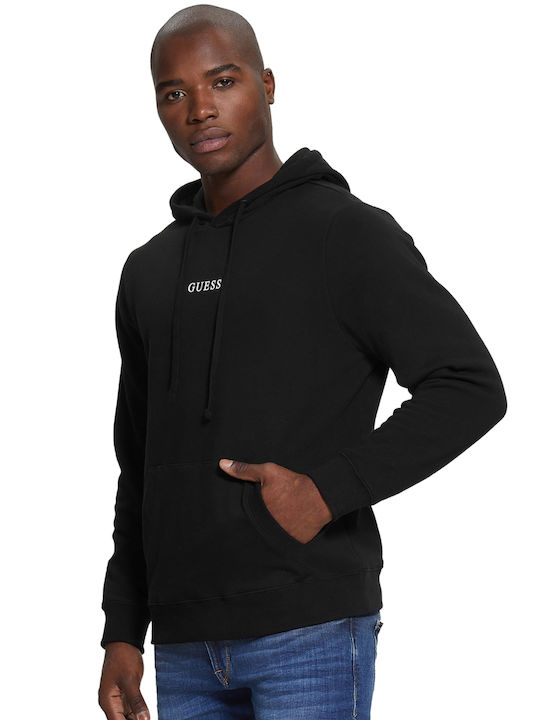 Guess Roy Men's Sweatshirt with Hood and Pockets Jet Black