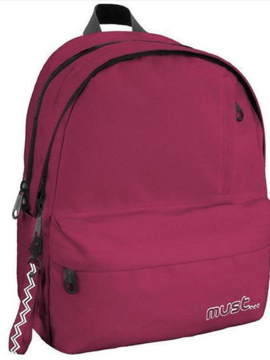 Must Monochrome Rpet Double with 2 Central Cases School Bag Backpack Junior High-High School in Burgundy color