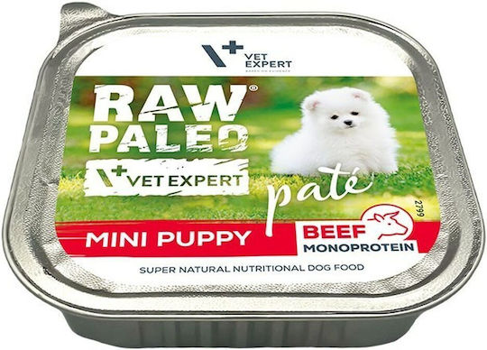 VetExpert Raw Paleo Влажна Храна за Кученца в Тава с Говеждо месо без Зърнени и Глутен 150гр