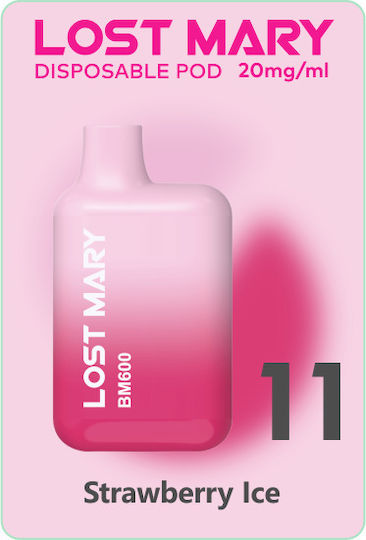 Lost Mary Țigară Electronică De Unică Folosință 600 Inhalări Strawberry Ice 2ml 20mg Roz