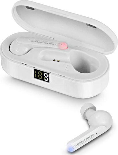 Esperanza EH230W In-ear Bluetooth Handsfree Ακουστικά με Θήκη Φόρτισης Λευκά