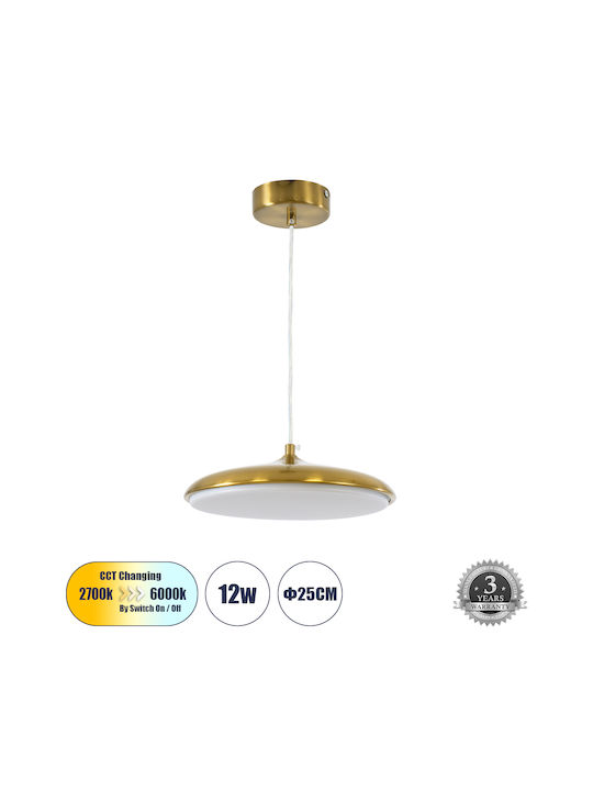 GloboStar Baron Hängelampe LED mit Warm zu kühlem Weiß Licht Gold