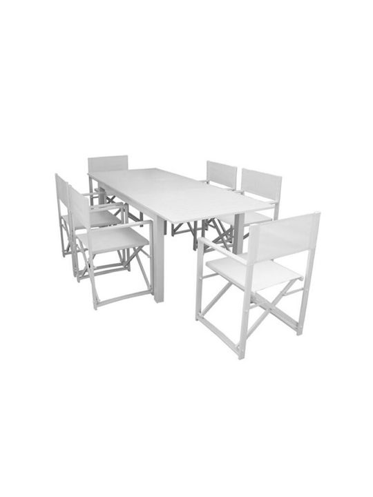 Garten- und Outdoor-Möbelsets Speisesaal 7 Stück Weiß