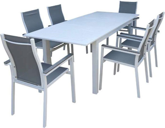 Garden & Outdoor Furniture Sets Dining Room Set 7 Pieces White/Gray