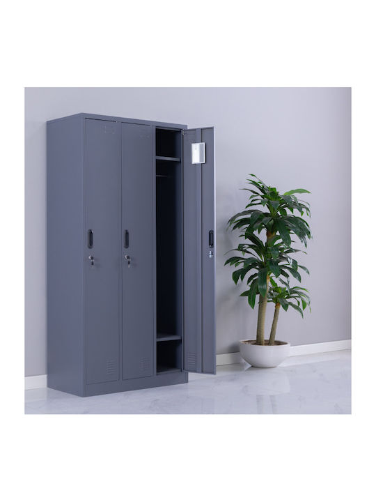 Metallischer Galvanisierter Außenschrank mit Verriegelungsfunktion mit 3 Türen Anthrazit Matt Ohne Füße 90x45x185cm