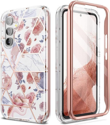 Tech-Protect Velar Acoperire completă 360 Plastic / Silicon rezistent Marble Pink (Galaxy A54)
