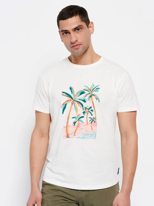 Funky Buddha T-shirt Bărbătesc cu Mânecă Scurtă Off White