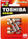 Toshiba Red Alkaline LR03 Батерии AAA 1.5V 6бр LR03GCA BP-6C