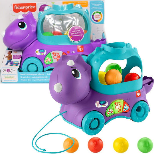 Mattel Дърпаща играчка Poppin Triceratops с музика и звуци за 12++ месеца